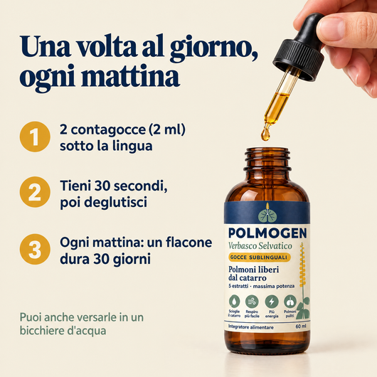 Come si prende Polmogen: 2 contagocce sotto la lingua